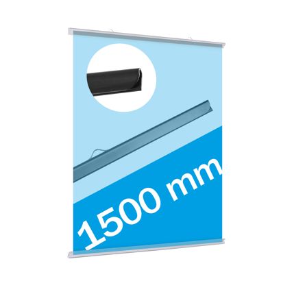 Profilo porta poster, plastica 1500 mm | trasparente  | 2 ganci 