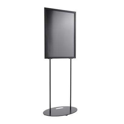 Espositore poster B2 bifacciale, piede ovale nero 