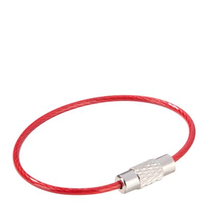 Portachiavi in filo con filettatura, rivestito in colore rosso  | 110 mm