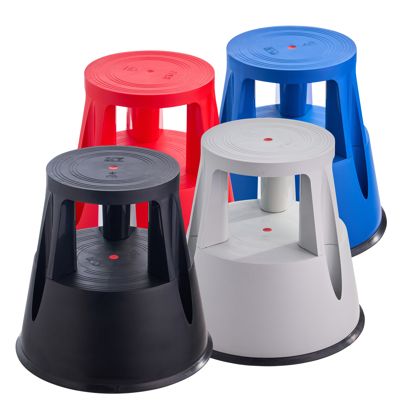Sgabello con ruote, plastica, 2 gradini 