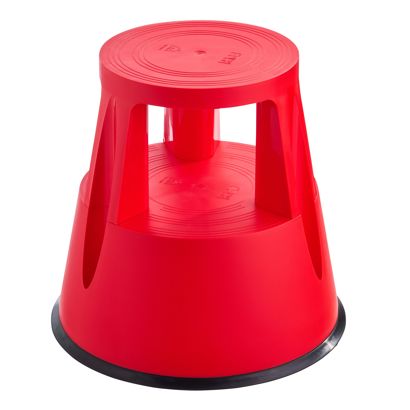 Sgabello con ruote, plastica, 2 gradini rosso 