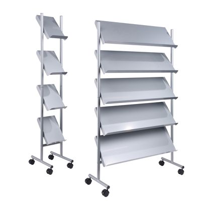 Espositore riviste con rotelle LINCOLN, metallo, argento 