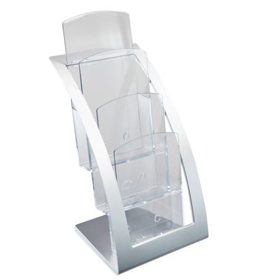 Porta brochure, polistirolo/ ABS, trasparente PTXB 