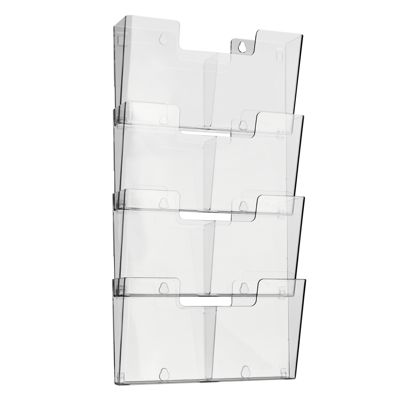 Porta brochure da parete, polistirolo, incl. divisori, trasparente PTXK formato orizzontale | A4 + A5
