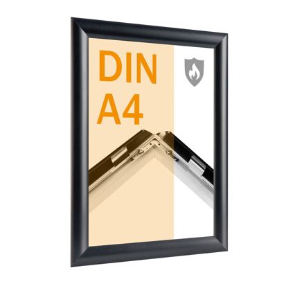 Cornice a scatto antincendio A4 con certificazione B-s1, d0 con foglio di copertura in PET  | nero 