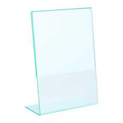 Porta avvisi da banco con base a L, PMMA (acrilico), trasparente-verde A6