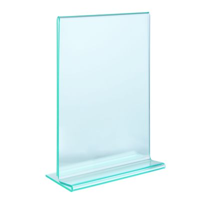 Porta avvisi da banco con base a T, PMMA (acrilico), trasparente-verde A6