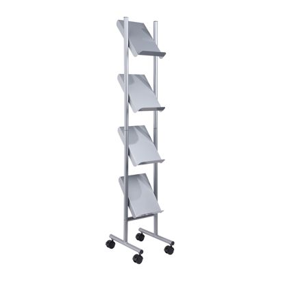 5 | 20x A4 Espositore Riviste Con Rotelle LINCOLN, Metallo, 20x A4 Argento 5 20x A4