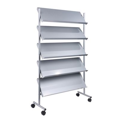 Espositore riviste con rotelle LINCOLN, metallo, 20x A4, argento 5 | 20x A4