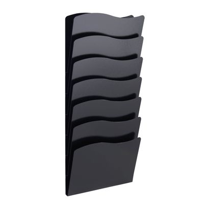 Porta brochure da parete A4 verticale, acciaio PTXG nero  | 7 scomparti 