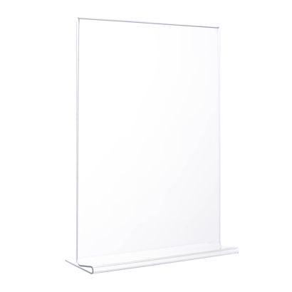 Porta avvisi da banco a T, formato verticale, infrangibile, PET, A5