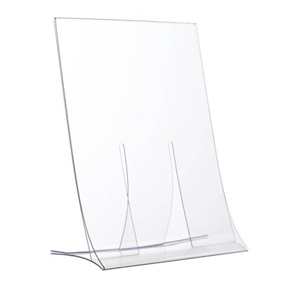 Porta avvisi da banco a L, pieghevole, formato verticale, infrangibile, PET A6