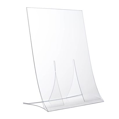 Porta avvisi da banco a L, pieghevole, formato verticale, infrangibile, PET A5