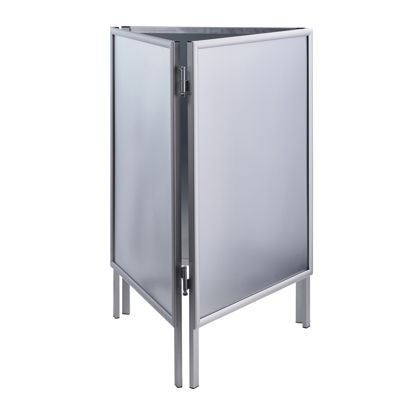 Espositore poster triangolare A1, pannello posteriore in metallo, argento 