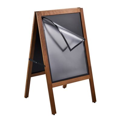 Cavalletto lavagna legno COMBI, A2, con lavagna da gesso e cornice magnetica, marrone 