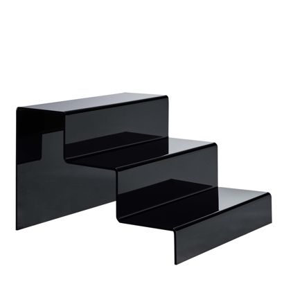 Espositore a scaletta, acrilico 300 x 215 x 333 mm  | nero  | a 3 gradini 