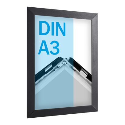 Cornice a scatto "Hardline" A3, 33 mm, nera, squadrata 