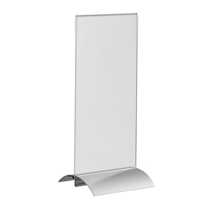 Porta avvisi da banco a T con base di fissaggio in alluminio formato verticale | 1/3 A4