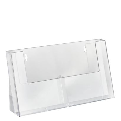Porta brochure, scomparti paralleli, polistirolo, formato verticale, trasparente, Taymar A5  | 2 