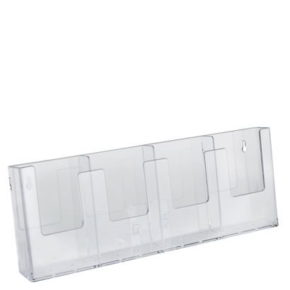 Porta brochure DIN lungo verticale, 4 scomparti, polistirolo, Taymar 