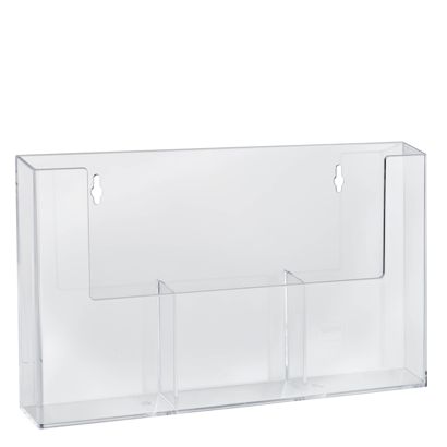 Porta brochure da parete, scomparti paralleli, polistirolo, trasparente, Taymar 2 x 1/3 A4