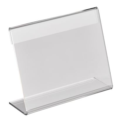 Porta avvisi da banco a L, acrilico formato orizzontale | 110 x 85 mm
