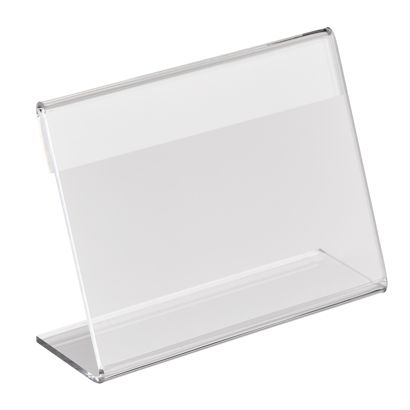 Porta avvisi da banco a L, acrilico formato orizzontale | 95 x 70 mm