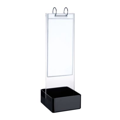 Porta menù FLIP, con meccanismo ad anelli, tasche in PVC e 2 scomparti, acrilico 