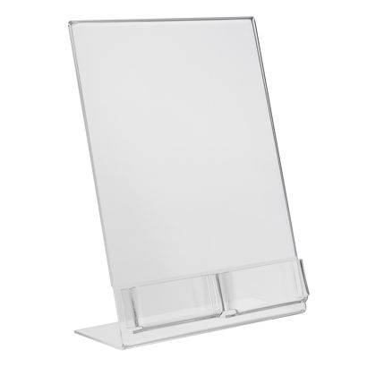 Porta avvisi da banco a L con scomparto aggiuntivo PREMIUM, acrilico formato verticale | A4 + 2x 56 x 88 mm