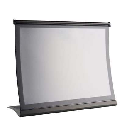 Espositore a L CURVE con cornice magnetica A4, nero orizzontale  
