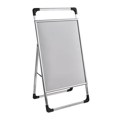 Cavalletto pubblicitario A1 AIR-STOP LITE, profilo da 25 mm, argento, giunzione a quartabuono 