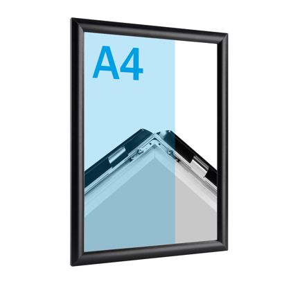 Cornice a scatto, alluminio, A4 nero  | 17 mm | Ad angolo squadrato 