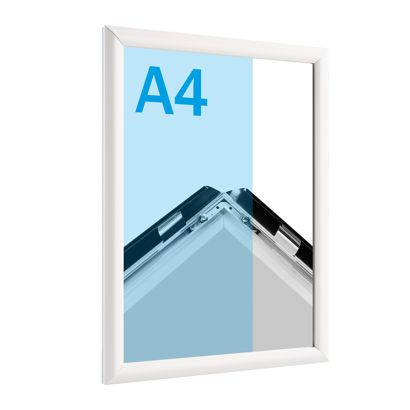 Cornice a scatto, alluminio, A4 bianco  | 17 mm | Ad angolo squadrato 