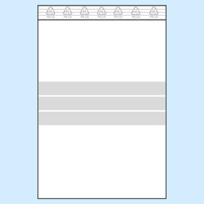 Sacchetti con chiusura ZIP con bande di scrittura, plastica PE 50 µm | 180 x 250 mm 