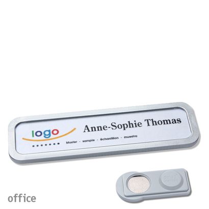 Targhette portanome OFFICE magnetiche 75 x 17 mm  | acciaio inox  | Magnete smag® 