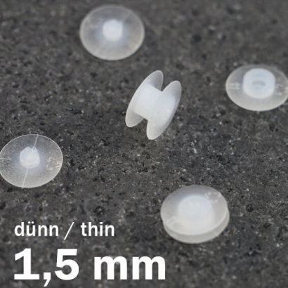 Occhielli a pressione in plastica, versione sottile, trasparente trasparente | 1.5 mm