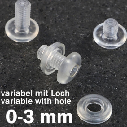 Occhielli a pressione in plastica, con foro 3 mm