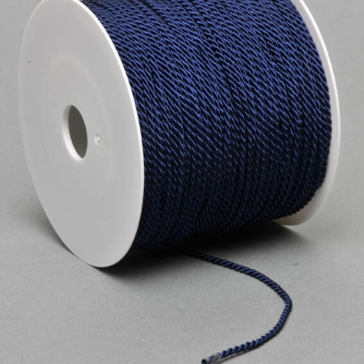 Cordoncino raso in bobina, blu scuro (bobina con 100 m) 