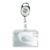 Buste porta badge in plastica rigida con portachiavi estensibile bianco|trasparente  | con incavo per il pollice, lucidato 