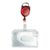 Buste porta badge in plastica rigida con portachiavi estensibile rosso  | con incavo per il pollice, lucidato 