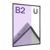 Cornice magnetica per poster, B2, squadrata, su un lato, argento/nero B2 500 x 707 mm 