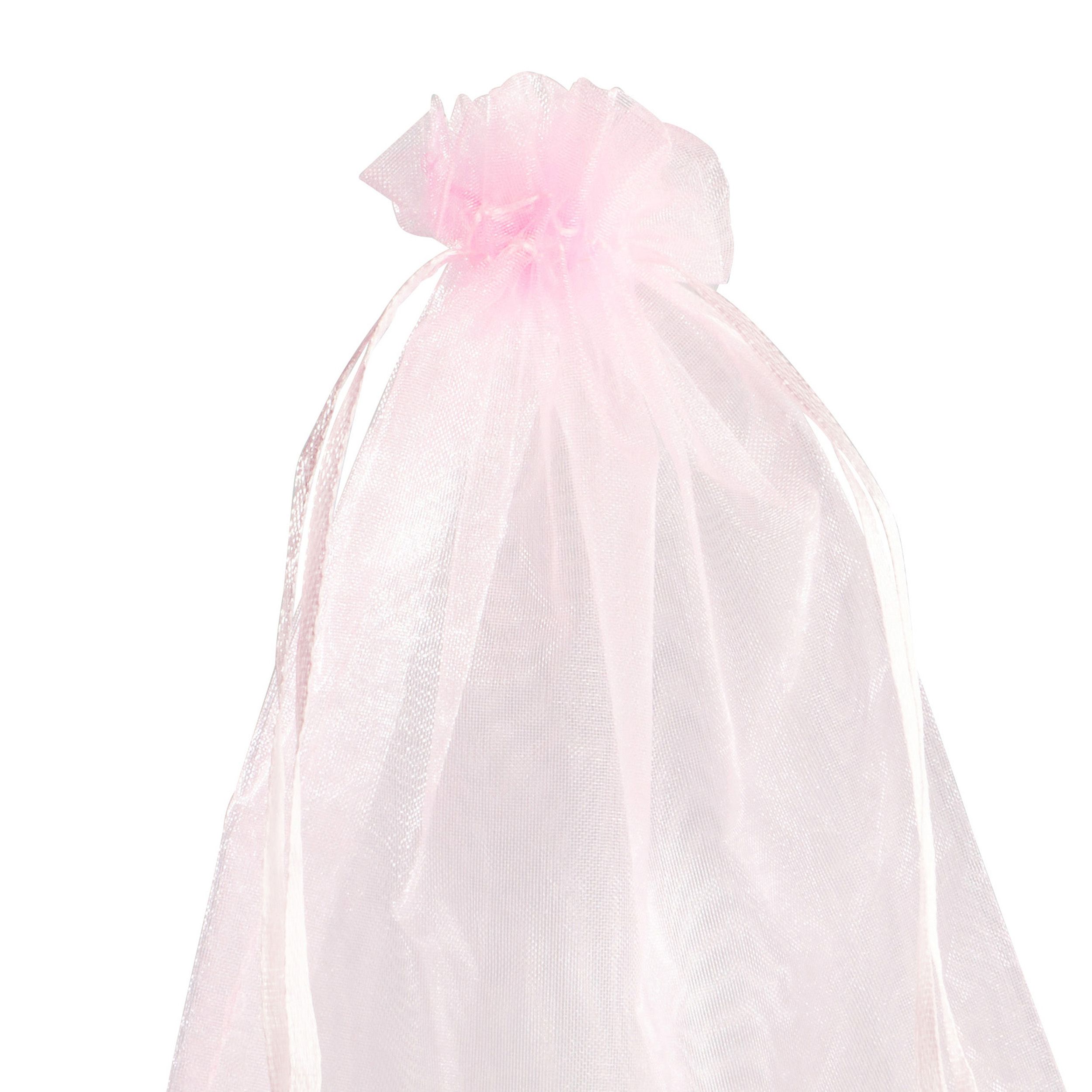 100 Sacchetti In Organza Rosa Con Cordoncino – Diametro 26 Cm, Per Bomboniere, Gioielli, Caramelle, Regali Di Natale E Matrimoni