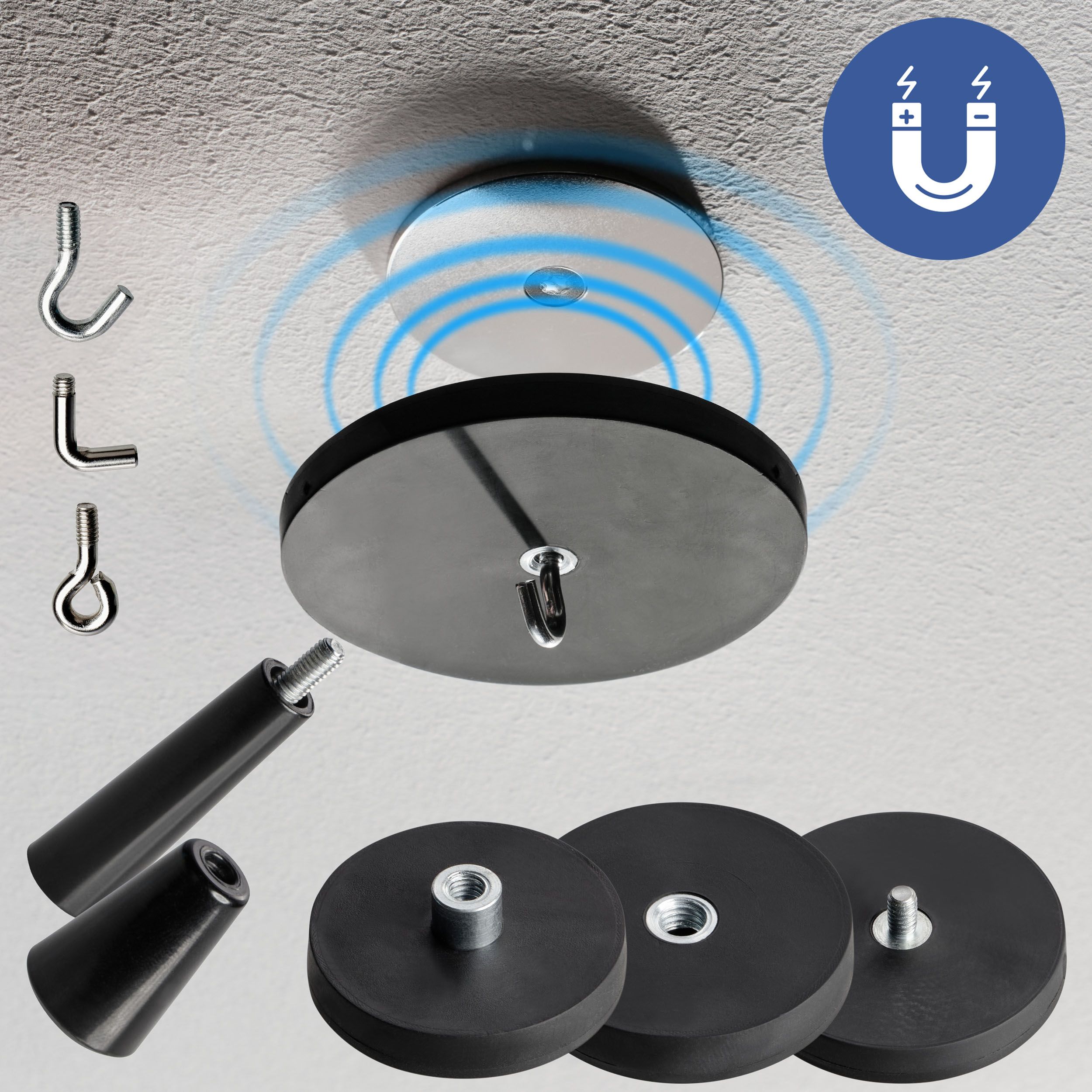 Gancio Rotondo In Plastica PP Per Teli E Reti - Diametro 25mm, Foro 6mm, Colore Nero